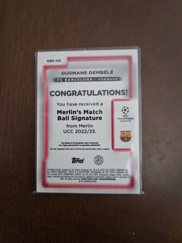OUSMANE DEMBELE Match Ball Auto 2022-23 Topps Chrome Merlin CASE HIT BARCELONA - Picture 2 of 3