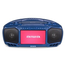 Aiwa Portable Boombox, Crystal Clear Sound with 3W x 2 Speakers and Bass Navy