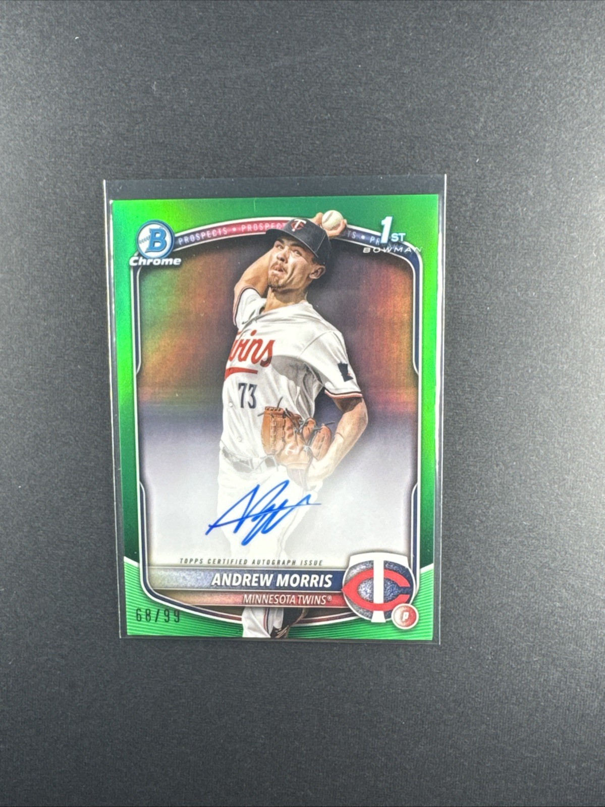 2025 Bowman Baseball Andrew Morris Green 1st Bowman Chrome Auto 68/99