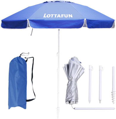 6Ft Beach Umbrella - Heavy Duty UV 50+ Portable Sun Shade with Sand Anchor
