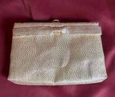 Vintage After Five Gold Shimmer Evening Bag Bow Clutch Chain Strap