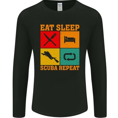 Eat Sleep Scuba Repeat Lustig Scuba Tauchen Diver Herren Langarm T-Shirt