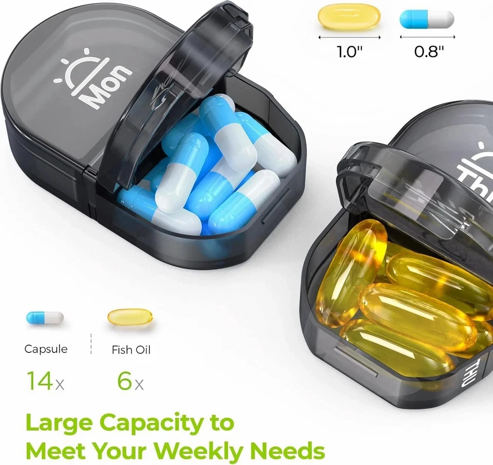 Canvas Bag Travel Pill Organizer 2 Times a Day AM/PM Weekly Pill Box 7 Day Box - Image 3 of 4