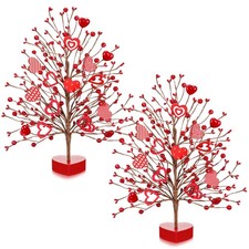2 Pack 15 Inch Valentines Day Tree Heart Ornaments Floral Berry Blossom
