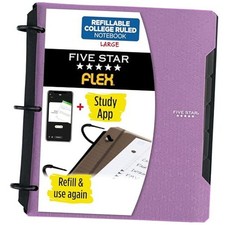 Flex Refillable Notebook Study App, College Ruled Paper and 1 Inch Purple