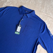 NWT Footjoy Mens Polo Shirt Large Dark Blue Heathered Stretch Polyester Moisture