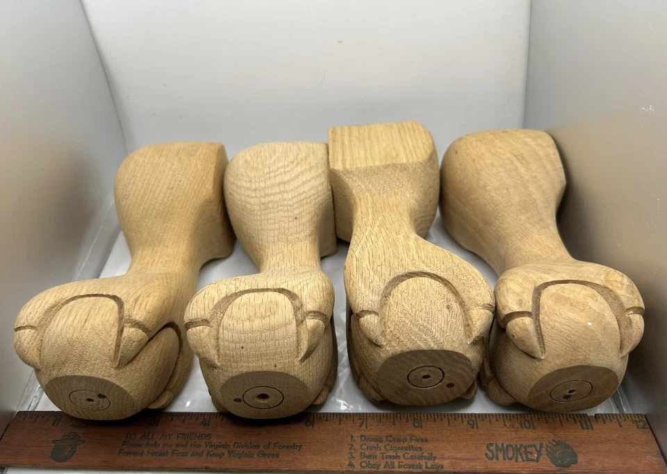 4 ДУБОВЫЕ ШАРИКИ И КОГТИ МЕБЕЛЬ СМЕННЫЕ НОЖКИ БЕСПЛАТНАЯ ДОСТАВКА В США - Изображение 3 из 4