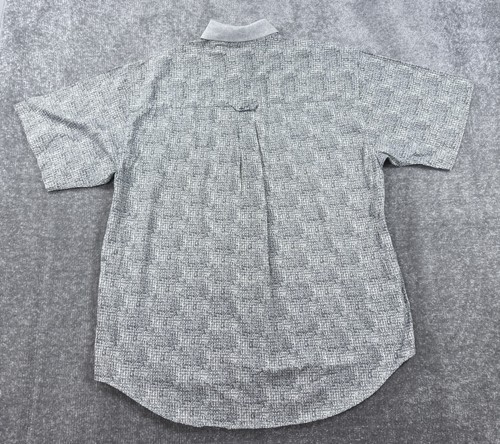 VINTAGE Greg Norman Polo Shirt Mens Large Grey Geometric AOP All Over Print 90s - Picture 3 of 7