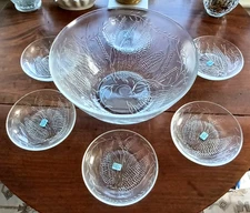 VTG 7 Pc Salad Bowl Set Les Verreries de Saint-Gobain Duralex Glassware - France