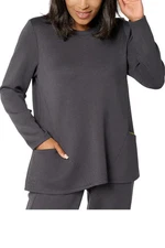 LOGO by Lori Goldstein Women's Long Slv Scuba Knit Seamed Top Phantom