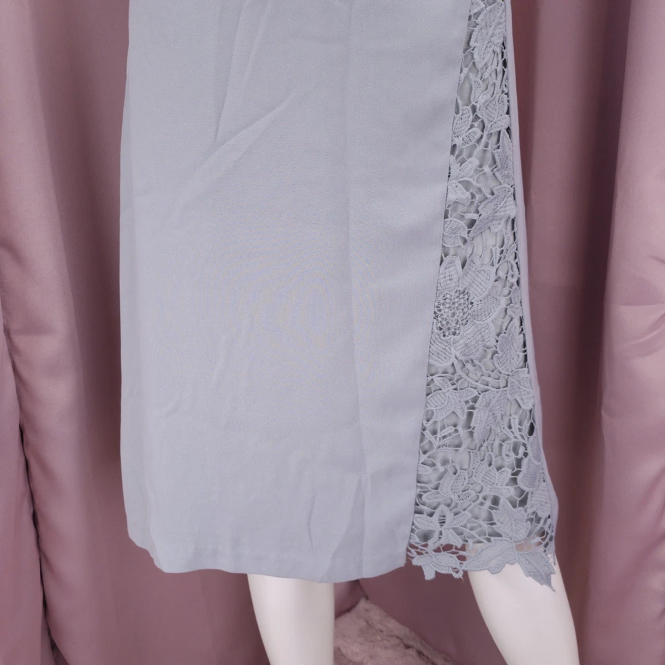 Falda lápiz forrada hasta la rodilla azul de chifón y encaje DownEast para mujer mediana nueva sin etiquetas Foto 4 de 4