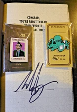 MARK HOPPUS /BLINK-182 🎸AUTOGRAPHED🎸 "FAHRENHEIT-182" NEW SIGNED BOOK & 2 PINS