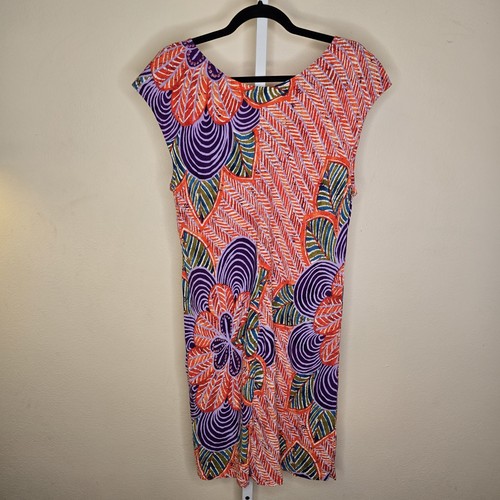 Jams World Size XL Passion Floral Hawaiian V-Neck Cap Sleeve Multicolor Dress - Picture 3 of 14
