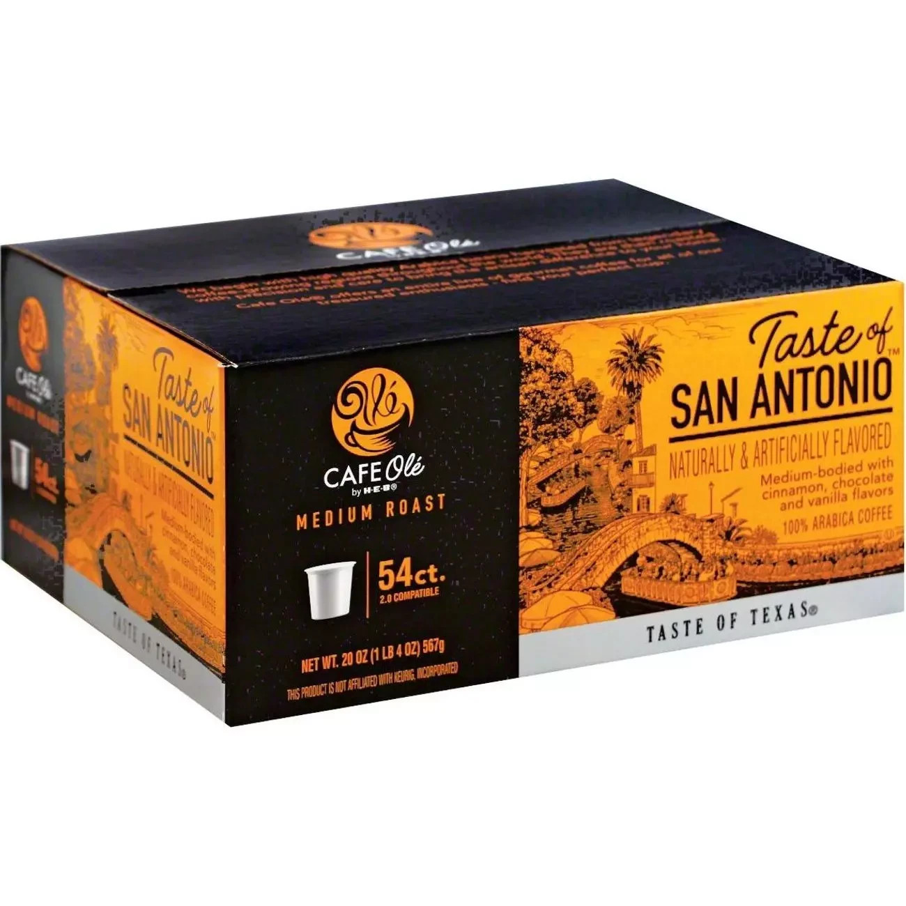 HEB San Antonio Cafe Ole single serve coffee K-cups 54 count FS