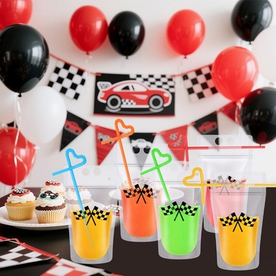 40Pcs Clear Drink Pouches with 100pcs Straw for Party Juice Pouches Camping BBQ