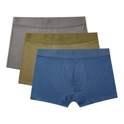 Wrangler Griffin 3er Pack Herren Trunks - Olive, Denim & Gunmetal | Soft Bamboo Und