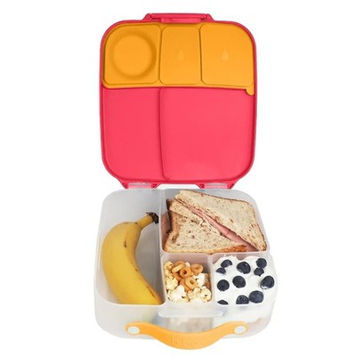 b.box Lunchbox | Jumbo Bento Box mit 4 Fächern (2 auslaufsicher), herausnehmbare Di