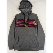 Nike Dri-FIT Men Small Gray Heather Graphic Pullover Hoodie Zipper Pocket 0575
