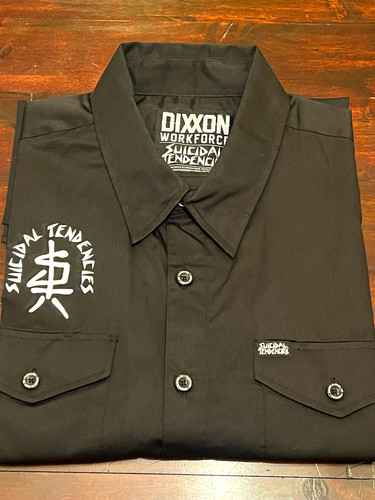 Dixxon Workforce Suicidal Tendencies Black Twill Button-Up Work Shirt XL