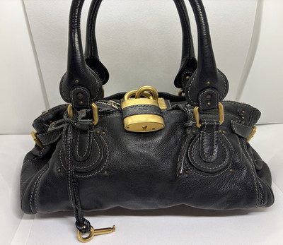 Chloe Paddington Black Leather Handbag Women s Tote Authentic Vintage Bag Y2K