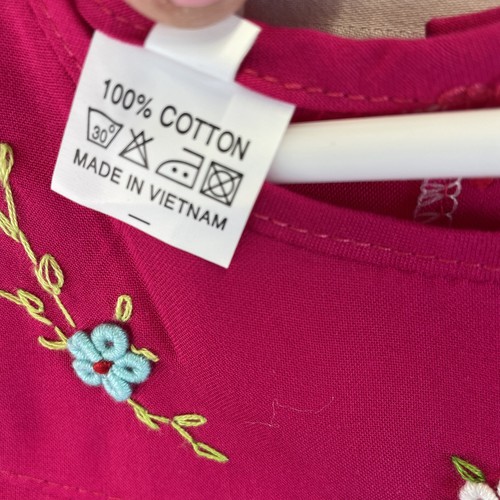 Zweiteiler 100% Baumwolle Shorts Shirt dunkelrosa mit bestickten Blumen Gr. 3 - Bild 9 von 11