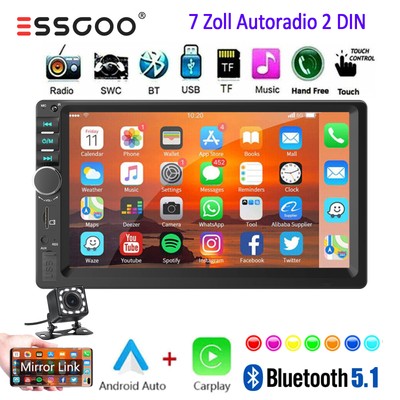 Autoradio 2DIN mit 7'' HD Bildschirm Carplay Android Auto Bluetooth AUX USB +KAM
