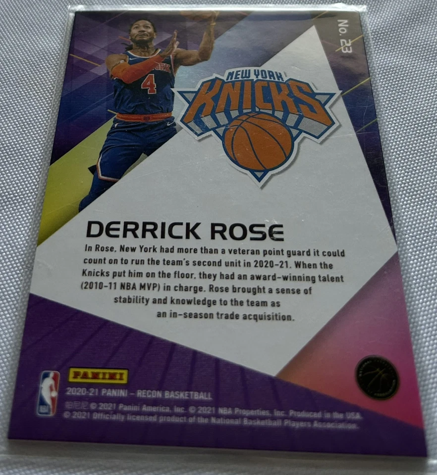 2020-21 Panini Recon Basketball Derrick Rose New York Knicks Holo Red #d 099/199 - Image 3 of 3