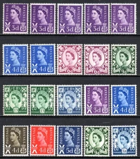 SCOTLAND 1958-67 SET OF 20 INCLUDING PHOSPHOR VARIANTS, FINE MNH