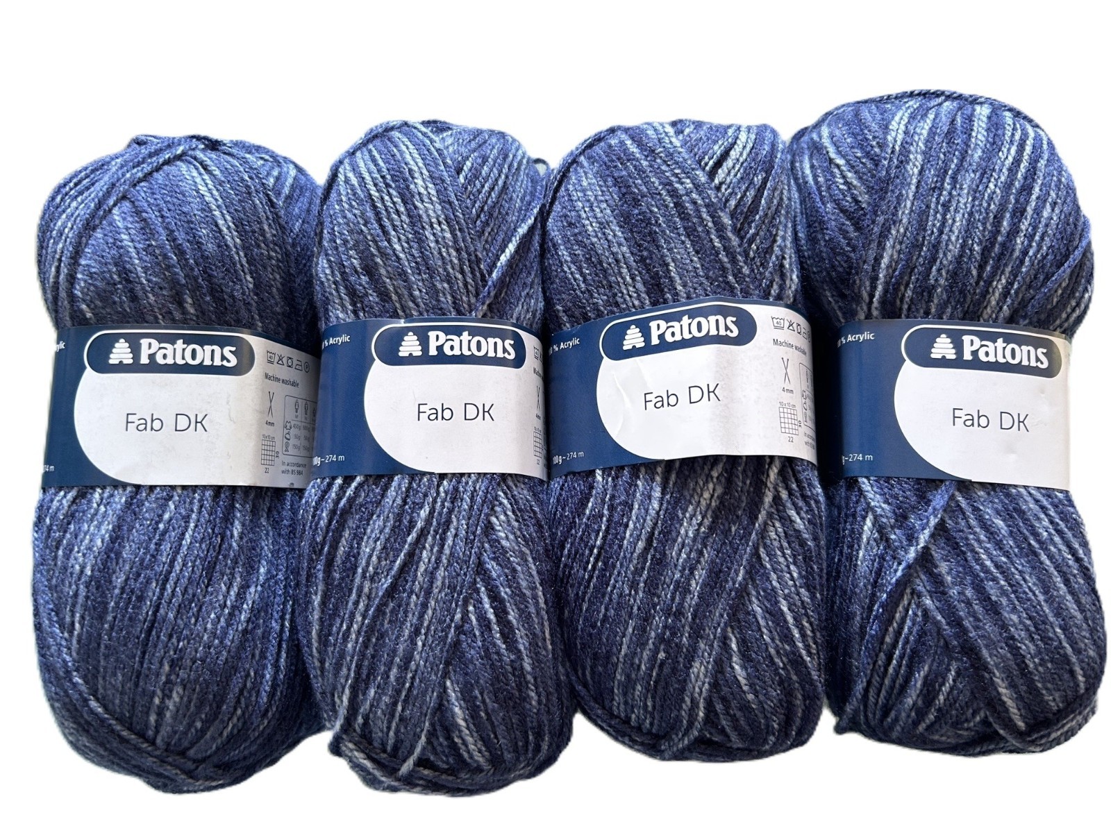 Patons Fab DK 100g - 2370 Navy Denim Color - 4 Ball Pack