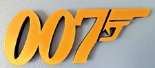 007 James Bond 3D printed Logo Sign Gold Wall Desk Shelf Art PLA Polyresin NEW