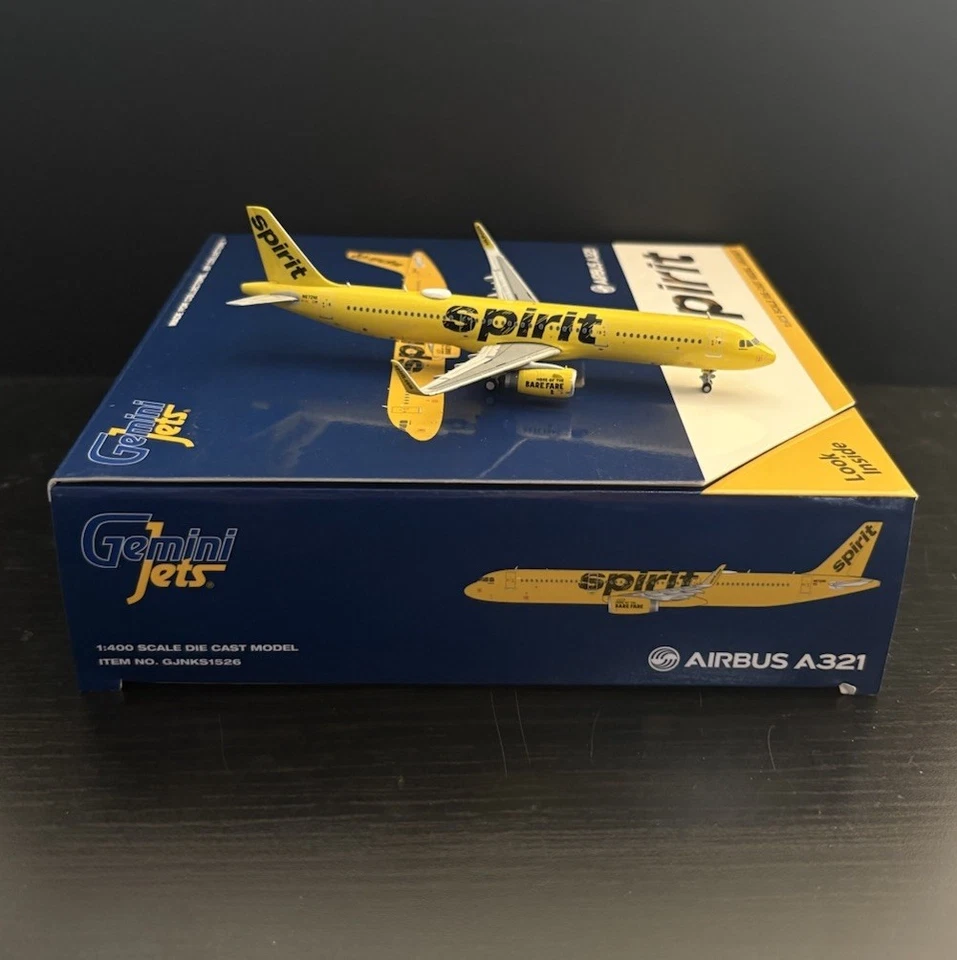 GeminiJets 1:400 Spirit Airlines Airbus A321 N672NK GJNKS1526 Airplane Model - Image 3 of 4