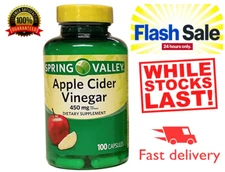 Apple Cider Vinegar Dietary Supplement 100 Capsules 450mg Spring Valley