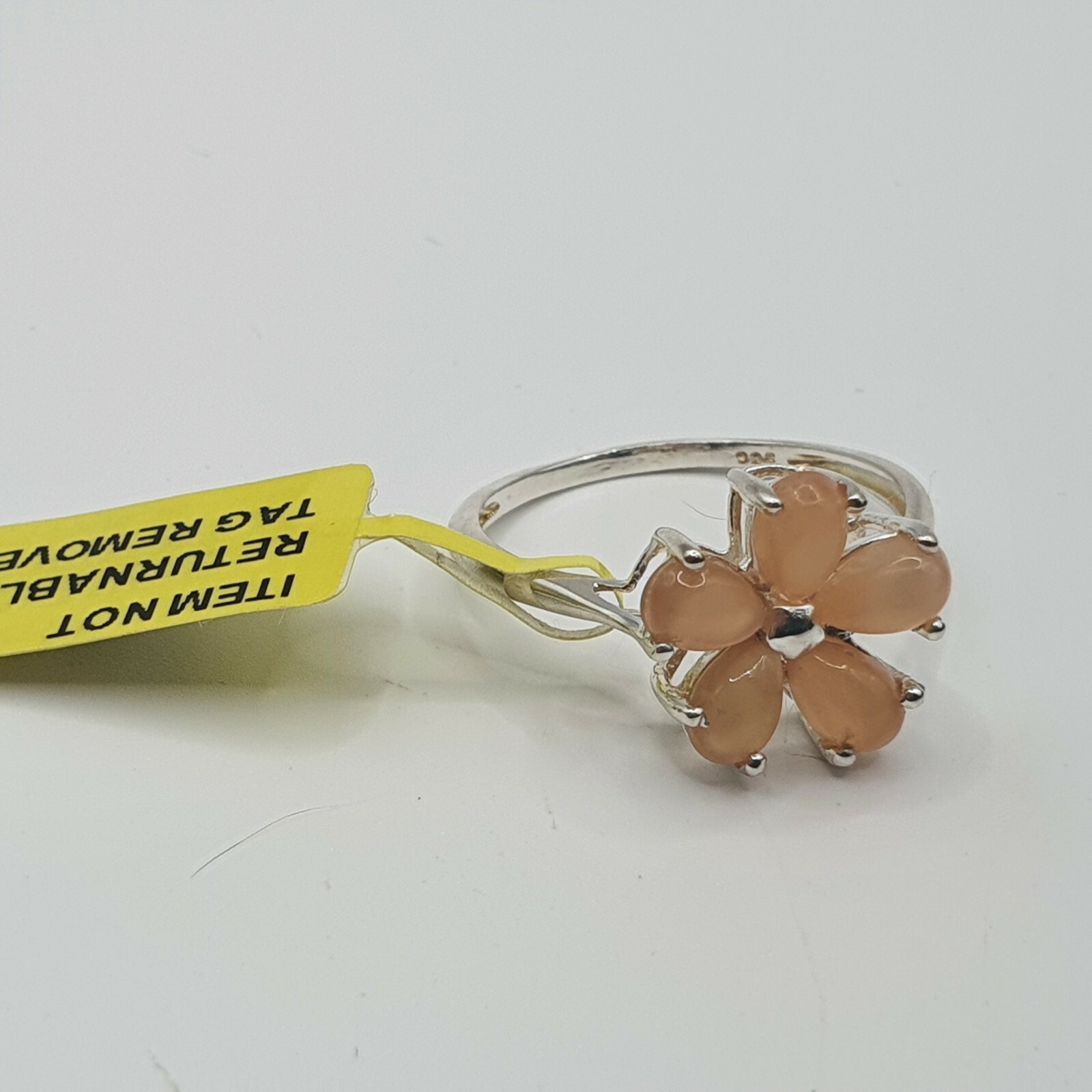 Photo 2 of Sterling Silver Gemstone Ring Size S, flower design (R117)