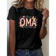 My Own OMA, Printed T-shirt with Floral Design,  Casual Top for Women's Wear