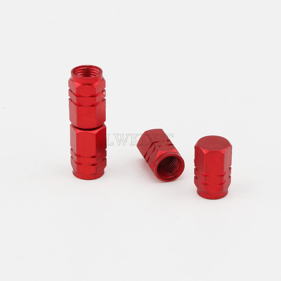 4Pcs Red Hexagon Aluminum Wheel Rim Tyre Valve Stem Caps For Harley Motorcycle - Image 2 of 4