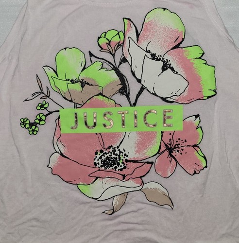 Justice Twist Strap Racerback Flower Graphic Tee Light Pink Size M - Picture 3 of 5