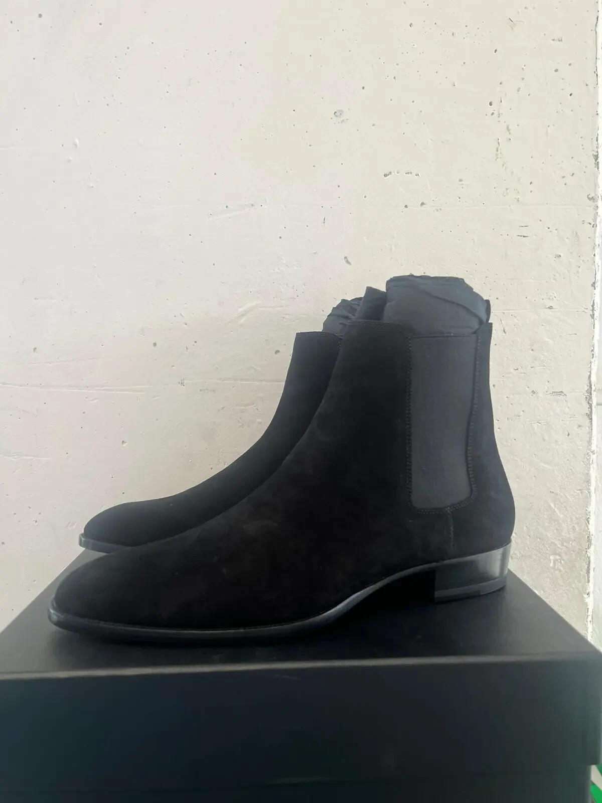 Stivali Saint Laurent Paris classici Wyatt scamosciati neri nuovi con etichette 39