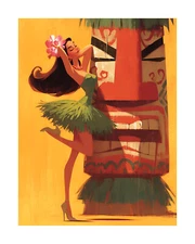 8x 10 Vintage Tiki Theme Hula Dancer Pin Up Art Print et29