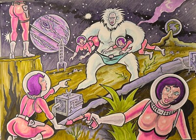 LUNAR YETI    ** MIKE BENNETT'S  ORIGINAL  ART   (2025) 02/03/25