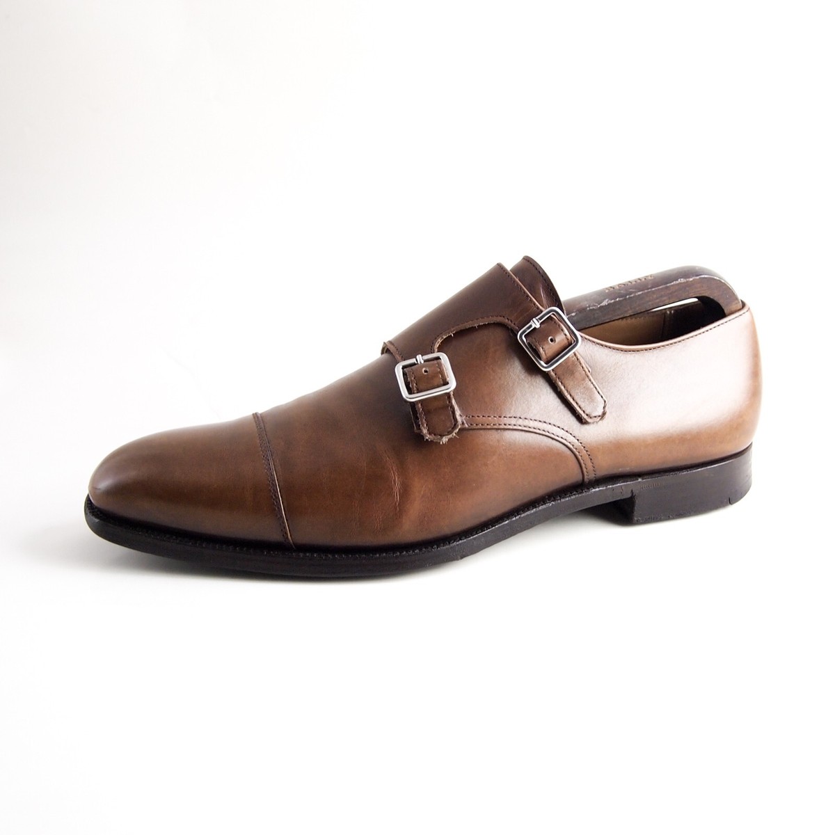 Men’s Frye Jones Double Monk Suede shoes -sz 11 Crockett & Jones Coniston Dark Brown Rough-Out Suede [PRE  main image 2