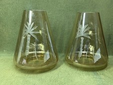 Amber Glass Lampcandle Shade Pair Palm Tree
