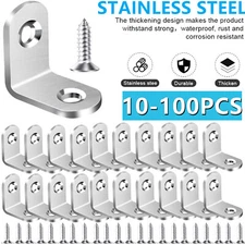 10-100x L-Shaped Brackets Right Angle Corner Brace Hardware Cabinets Furniture