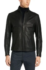 Men Leather Bomber Genuine Leather Black Motorcycle Biker Jacket XS-2XL FB201