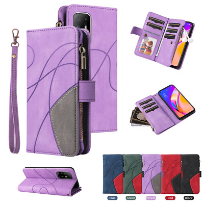 Für OPPO C11 8i V11 C15 9i C20 C15 Spleißen PU Leder Flip Wallet Case Handyhülle