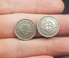 1940s Vintage English Half Silver ThreePence Coin Clip On Earrings. Unusual. 