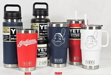 CLEVELAND Indians YETI Laser Engraved Tumblers, Mugs, Can Colsters, Chug Bottles