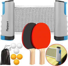 Ping Pong Paddle Set,Portable Table Tennis Set-Retractable Net,Rackets,Balls,Bag