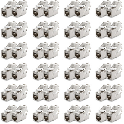 deleyCON 48x CAT 6a Keystone Jack Modul RJ45 STP werkzeuglos Netzwerk Adapter