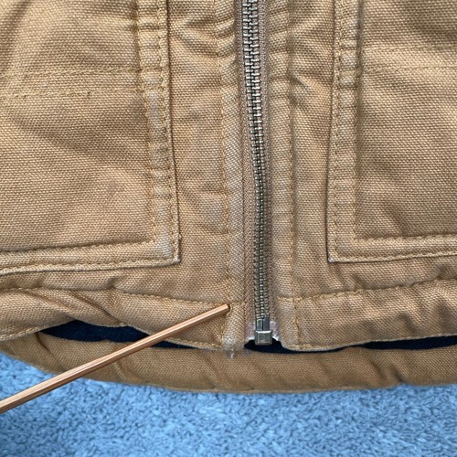 Carhartt Jacket Boys 6 Extra Small Brown Denim Cotton Quilt Hooded Coat Full Zip - Picture 6 of 14