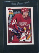 1991/92 Topps #317 Sheldon Kennedy Red Wings Signed Auto *D4981